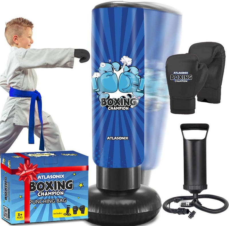 Atlasonix Punching Bag for Kids 8-12 - Punching Bag for Kids, | Blow Up Boxing Bag, Fun Punch, Toy & Gifts for Boys and Girls, Fun Active Game Birthday Gift - Image 1