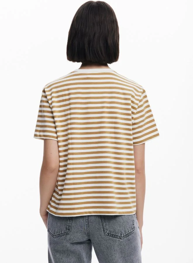 DESIGUAL Striped Print T-Shirt