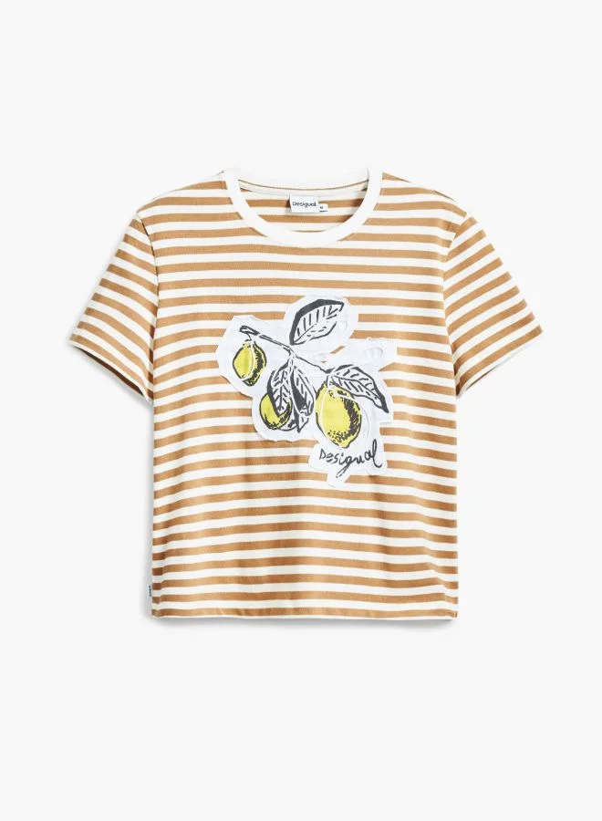 DESIGUAL Striped Print T-Shirt