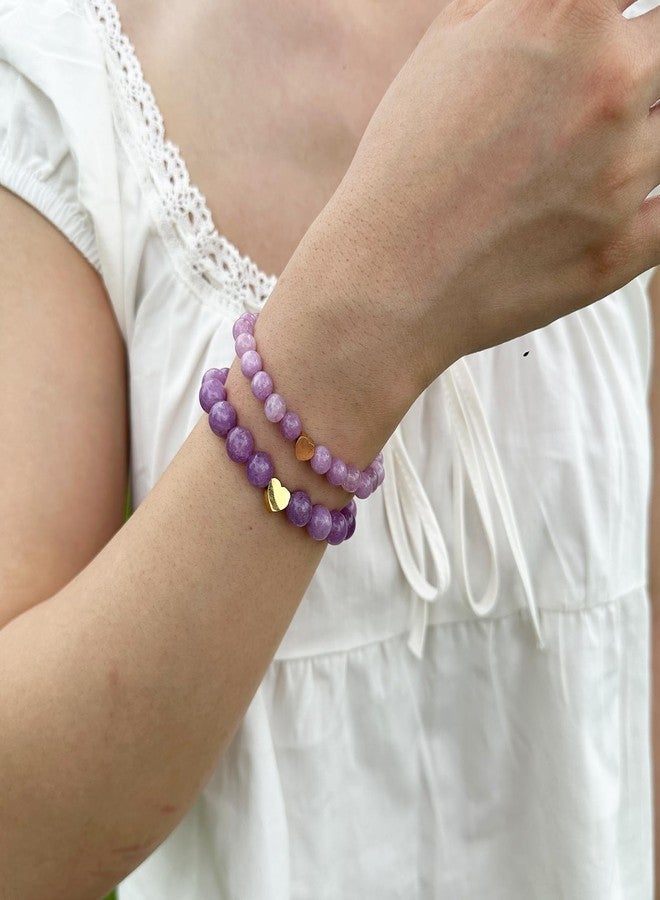 DOLLESS Back to School Bracelets Matching Heart Mother Daughter Bracelets First Day of School Gifts (Purple) - Image 2