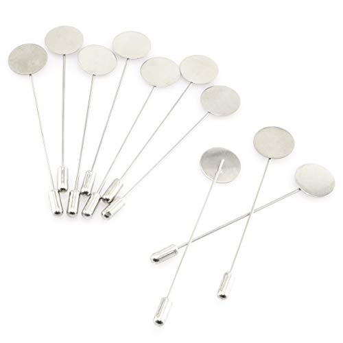 Lind Kitchen 20pcs Round Tray Brooch Pin Stick 15x76mm Stainless Steel DIY Handmade Dress Costume Jewelry Making Accessories Safety Brooch Lapel Pins (Silver) - Image 1