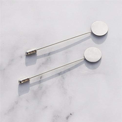 Lind Kitchen 20pcs Round Tray Brooch Pin Stick 15x76mm Stainless Steel DIY Handmade Dress Costume Jewelry Making Accessories Safety Brooch Lapel Pins (Silver) - Image 2
