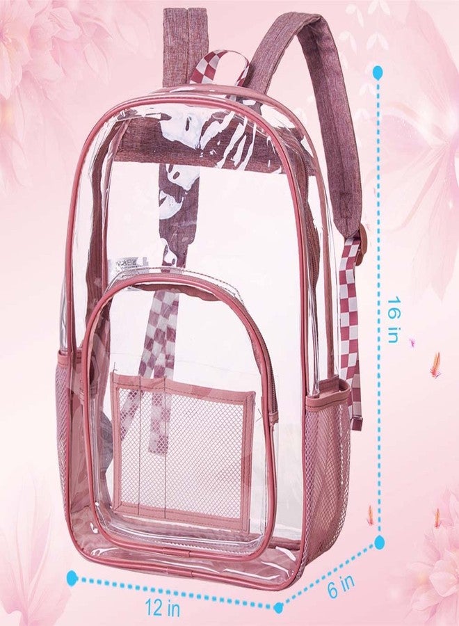 UFNDC Clear Backpack, Heavy Duty PVC Transparent Bookbag,See Through Backpacks for Women and Men - Pink - Image 5