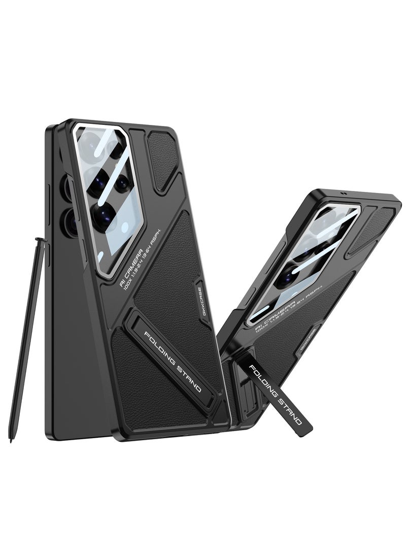 GKK Stylish Protective Case Compatible with Samsung Galaxy S25 Ultra 6.9 inch (2025) , Hard Polycarbonate and Leather All in 1 [Lens Protection & KickStand Holder], Full-Cover, Anti-Drop, All-Round Protection Phone Cover with Pen Slot Design - Pen Not Included - Image 1