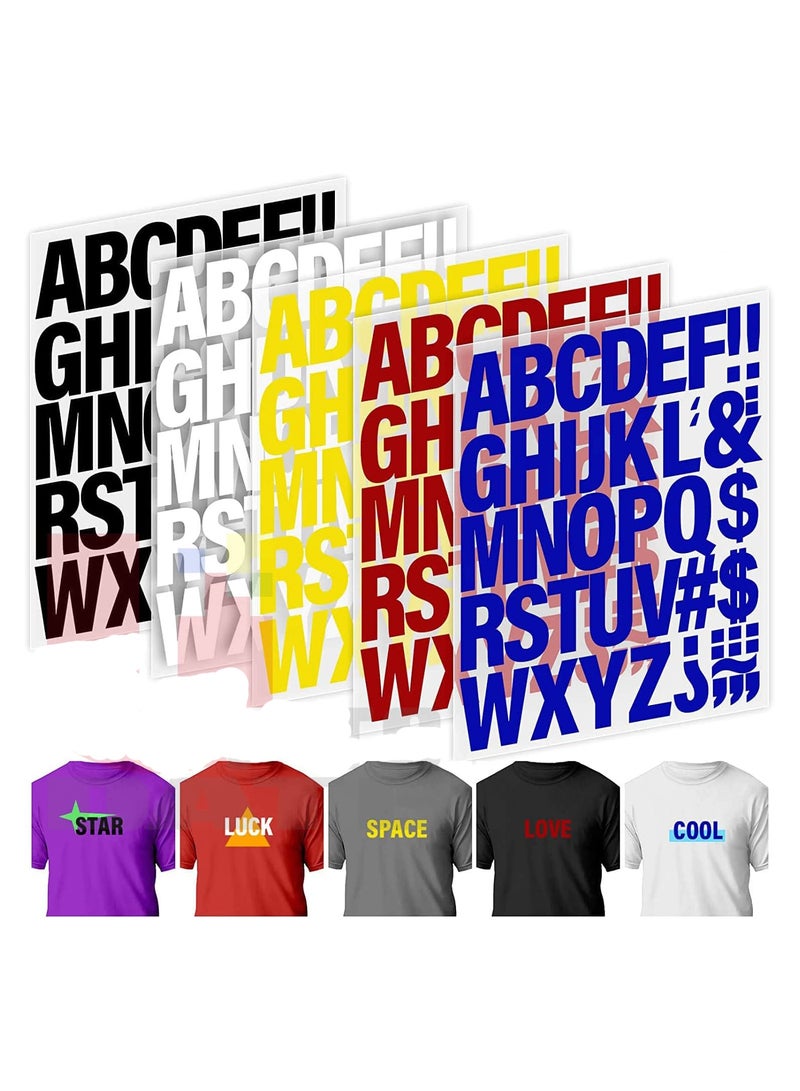 Generic 5 SHEET HEAT TRANSFER LETTERS AND NUMBER 5 DIFFERENT COLOR FOR T- SHIRT AND CLOTH SIZE 21CMX30CM - Image 1