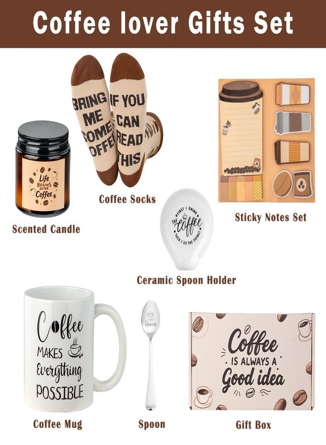 Ithmahco Coffee Lover Gifts for Women Men - Includes Mug Spoon Rest Holder Candle Socks Sticky Notes Set, Coffee Gift Basket for Birthday Mothers Day Galentines Valentines Day Christmas Gift Ideas - Image 2