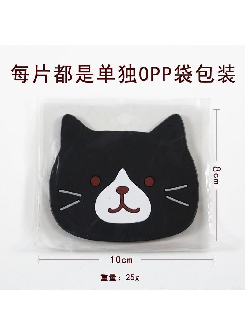 Generic - Cat cute Coaster Factory Direct PVC non-slip anti-scalding mat bowl mat silicone tea cup mat insulation mat placematSmall black (10 * 8cm) Small black (10 * 8cm) - Image 1