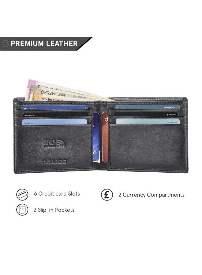 POLICE محفظة عملات جلدية رفيعة للرجال من بوليس بتصميم طي مزدوج ومزودة بتقنية RFID - سوداء - Image 4