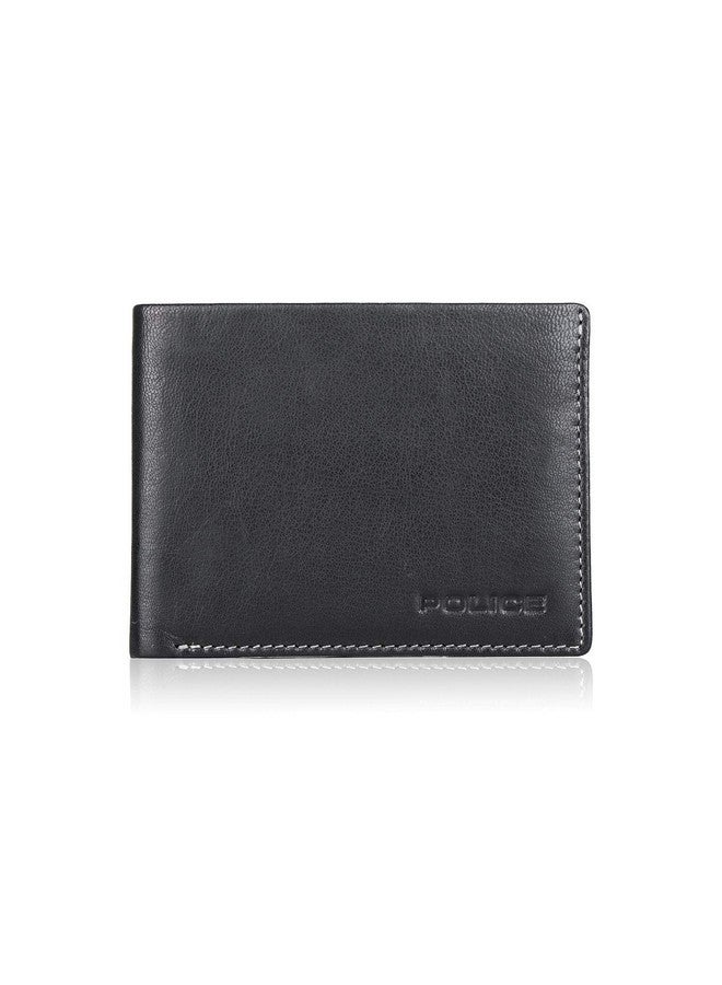 POLICE محفظة عملات جلدية رفيعة للرجال من بوليس بتصميم طي مزدوج ومزودة بتقنية RFID - سوداء - Image 1