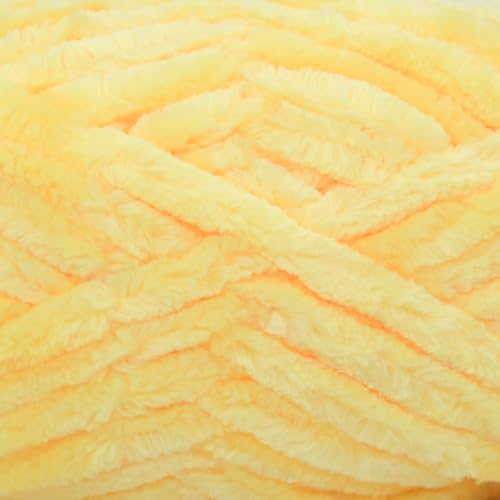 YARFOFUN Velvet Chenille Yarn for Crocheting,Yellow Fluffy Velvet Plush Thick Soft Chunky Chenille Baby Blanket Yarn for Crocheting Knitting Beginners 100g/49.2yd（Yellow） - Image 2