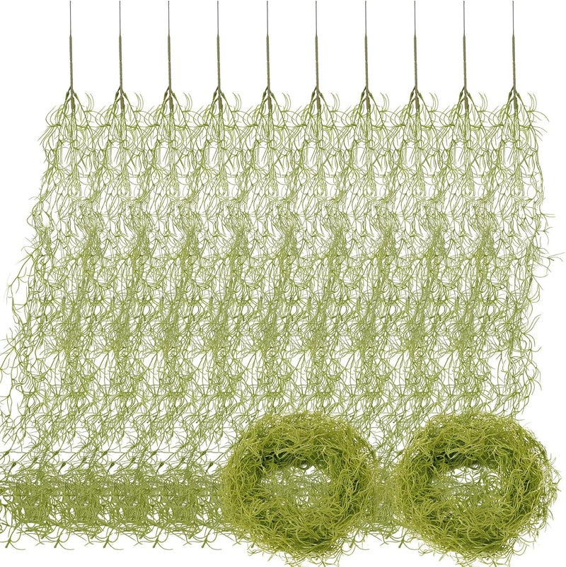 Giegxin 12 Pack Spanish Moss 41" Succulents Faux Moss Artificial Succulent Plants Fake Vines Hanging Plants for Potted Artificial Hanging Garland for Halloween Indoor Outdoor (Grayish Green) - Image 1