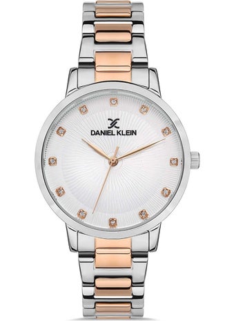 DANIEL KLEIN New Model Women's Silver-Rose Color Wristwatch with Round Stones + Gift Bracelet  - Image 3