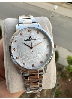 DANIEL KLEIN New Model Women's Silver-Rose Color Wristwatch with Round Stones + Gift Bracelet  - Image 4