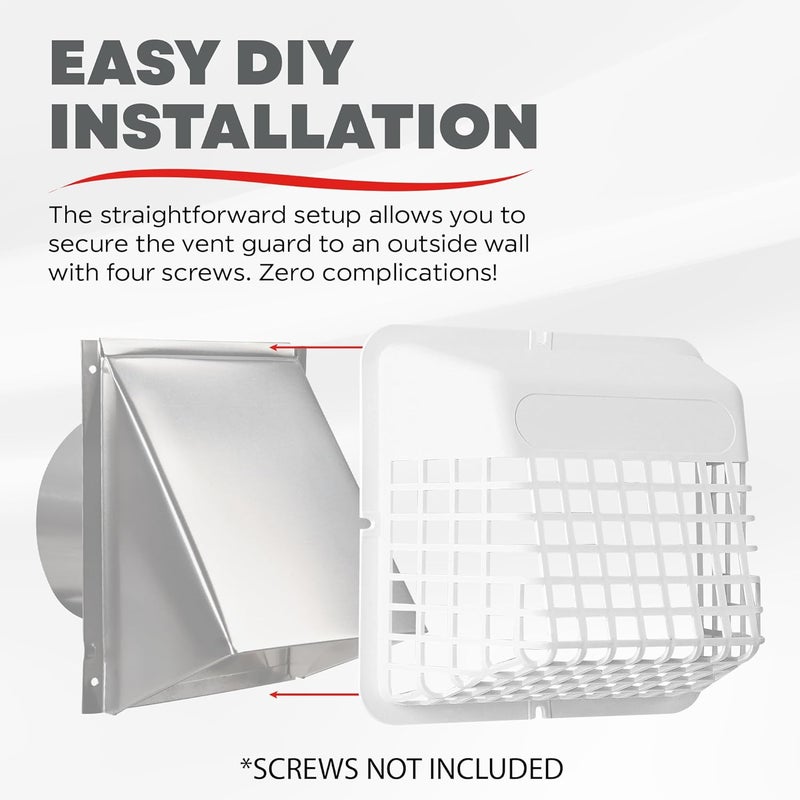 Deflecto Universal Bird Guard Fits 3 inch to 4 inch Vent Hoods  Durable EasytoInstall  Prevents Birds Rodents and Debris from Entering Dryer or Bathroom Exhaust  Strong Plastic Construction - Image 5