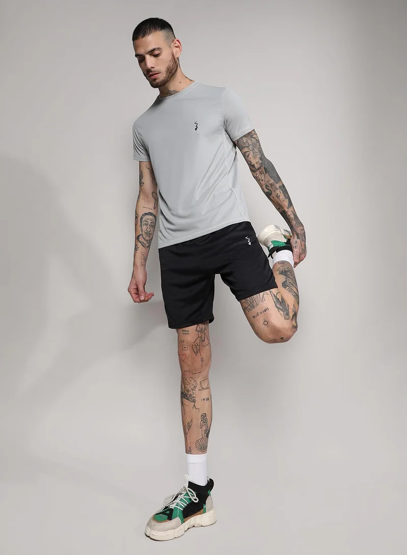 Campus Sutra Men's Light Grey Basic Activewear T-Shirt