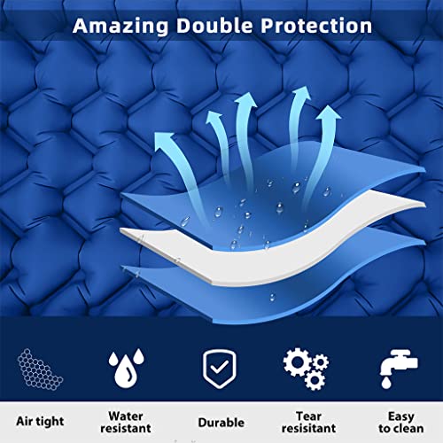 PROBEROS® Polyurethane(Pu) Air Mattress with Pillow and Built-in Foot Pump,Portable Folding Camping Sleeping Bed Inflatable Mattress for Camping Backpacking Hiking Traveling Tent Car(Blue) Single - Image 2