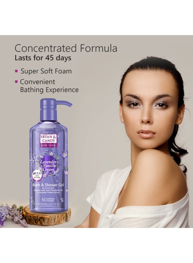 BRYAN  CANDY Bryan & Candy Lavender & Vanilla Cream Shower Gel with Aloe Vera. Gentle, Moisturizing Body Wash for Soft, Supple Skin (Lavender & Vanilla Cream Shower Gel, 500ml) - Image 3