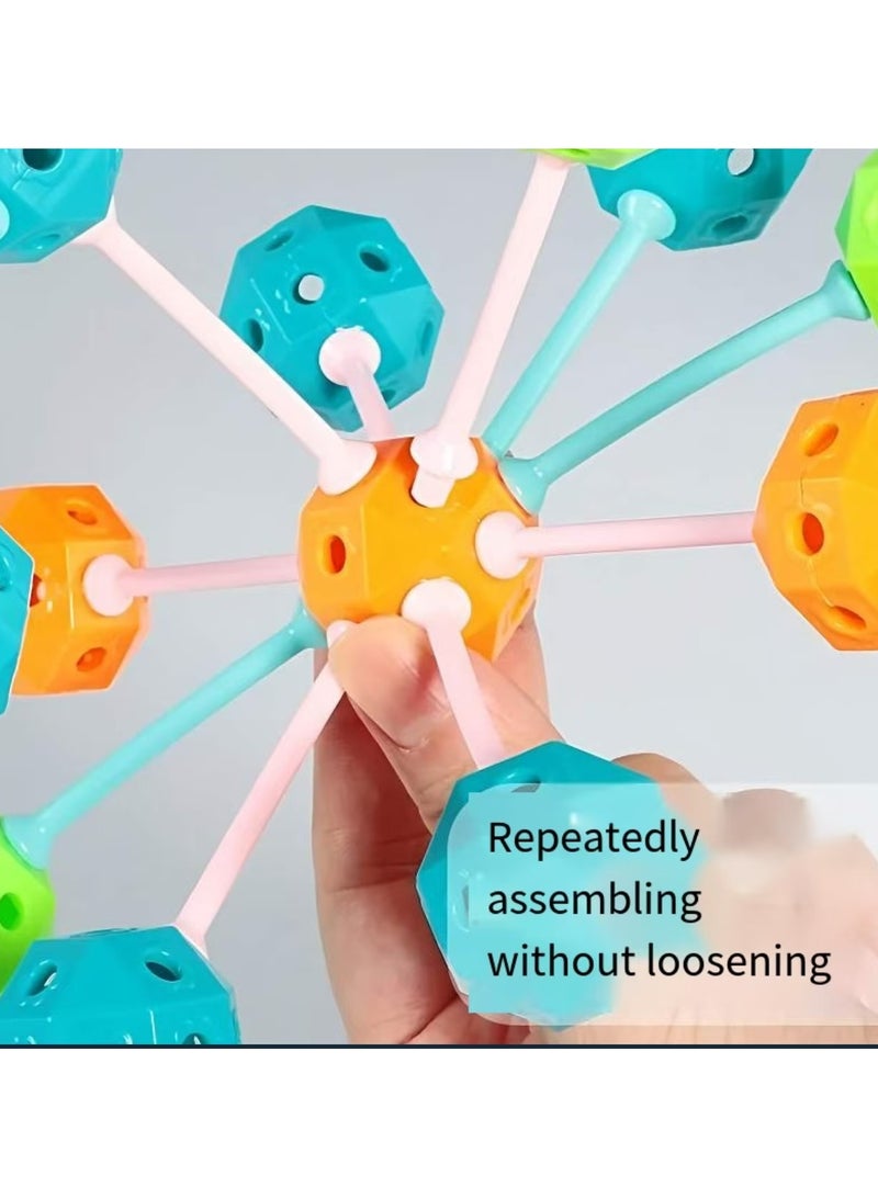 150 قطعة هندسية ثلاثية الأبعاد ديي لعبة تناسب أكثر من 3 سنوات من العمر للبنين والبنات لتجميع لبنات البناء لعبة التعلم الحسية للأطفال - Image 4