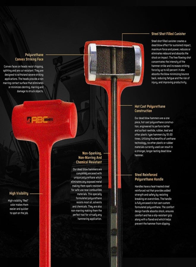ABC HAMMERS Dead Blow Hammer - 45 oz. USA Made Polyurethane Hammer with Steel Reinforced Handle & 14.38" Overall Length - ABC3DB - Image 5