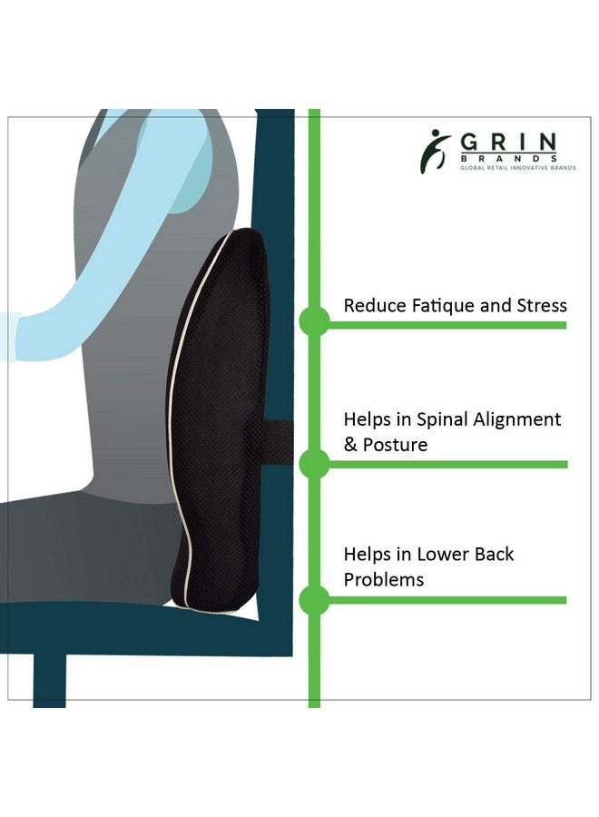 Grin Health Orthopaedic Back Support for Office Chair & Car, Memory Foam Orthopedic Backrest Cushion for Back Pain Relief - Ideal Back Pillow for Sitting Spine Alignment and Posture Correction, Black - Image 3