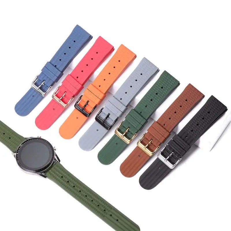 Y&D 20mm 22mm FKM Rubber Watch Strap - Vintage Waffle Design, Quick Release, Waterproof Breathable Watch Band - Replacement Watch Strap - Image 4