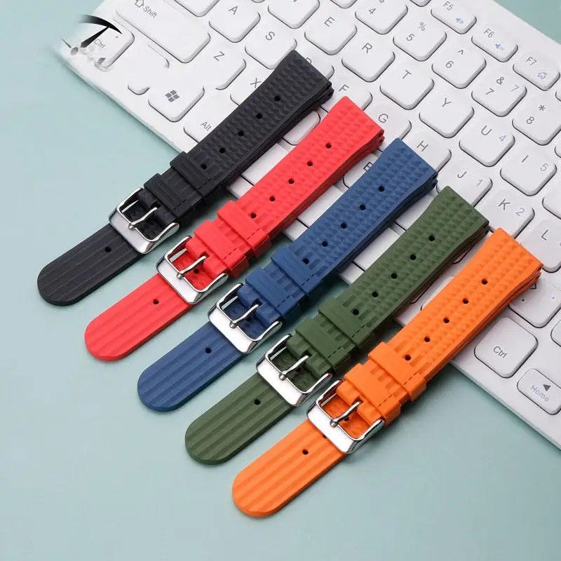 Y&D 20mm 22mm FKM Rubber Watch Strap - Vintage Waffle Design, Quick Release, Waterproof Breathable Watch Band - Replacement Watch Strap - Image 5