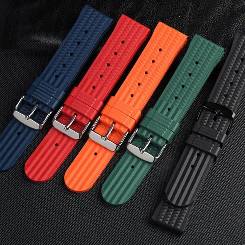 Y&D 20mm 22mm FKM Rubber Watch Strap - Vintage Waffle Design, Quick Release, Waterproof Breathable Watch Band - Replacement Watch Strap - Image 2