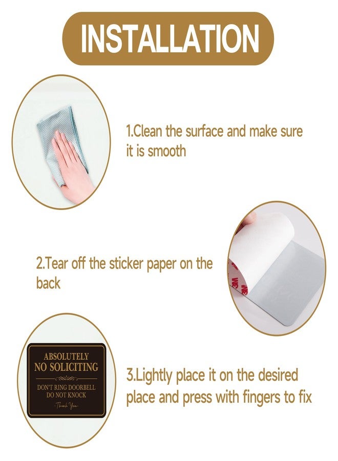 LUHIMO 2PCS No Soliciting Sign for Front Door，Self-Adhesive Elegant Do Not Knock or Ring Doorbell No Soliciting Sticker for Home, No Solicitors Sign for Doorbell, House Door, Home, Office - Image 3