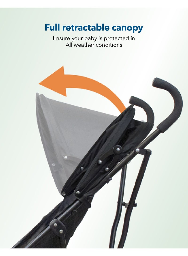 Harmony Litewave Deluxe Umbrella Stroller with Canopy | Lightweight & Compact | Up to 18.1 kg | Suspension Wheels | 3-Point Safety Harness - Image 4