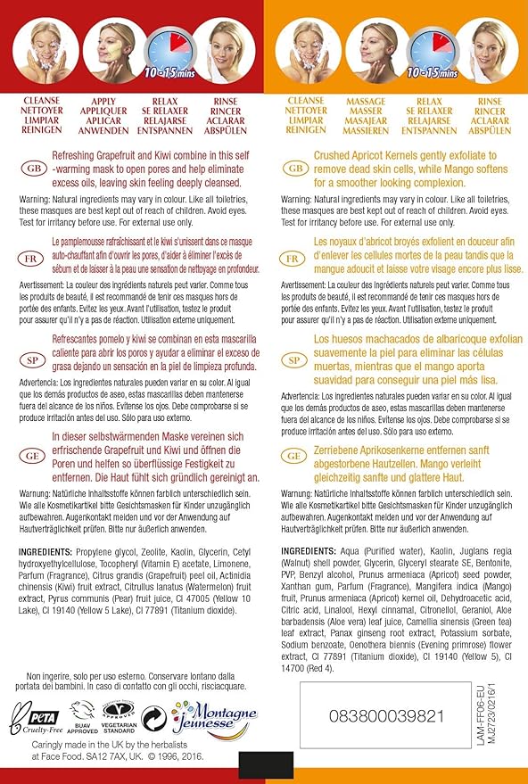 7th Heaven Face Food Apricot MangoGrapefruit Kiwi Self Heating 2x6ml Off White - Image 2