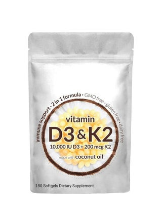 D3 10000 iu زائد K2 MK 7 200 mcg 180 زيت جوز الهند العذراء اللينة 2 في 1 فيتامينات D K مركب يدعم امتصاص الكالسيوم العظام المناعة صحة القلب سهل البلع - pzsku/Z9FC9618EFA20FD787929Z/45/1745817250/b663a8ed-c14a-4274-a089-5f7d707f4d7e