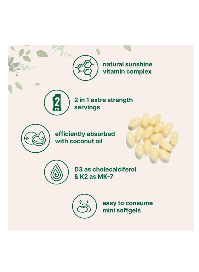 Vitamin D3 10000 iu Plus K2 MK 7 200 mcg 180 Virgin Coconut Oil Softgels 2 in 1 Vitamins D K Complex Supports Calcium Absorption Bone Immune Heart Health Easy to Swallow  - Image 3