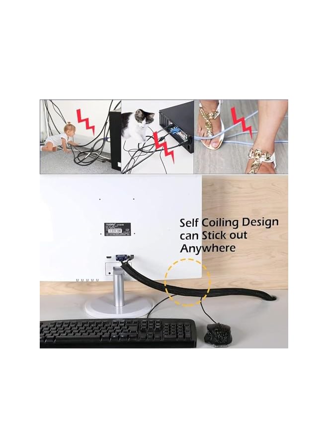 promass Braided Cable Sleeve (16.4ft - 1 inch)[5 meter - 25mm] Cord Protector Wire Loom Tubing Cable Sleeve Split Sleeving for USB Audio Video Power Cord – Protect Animals from Chewing Cords- Black - Image 3