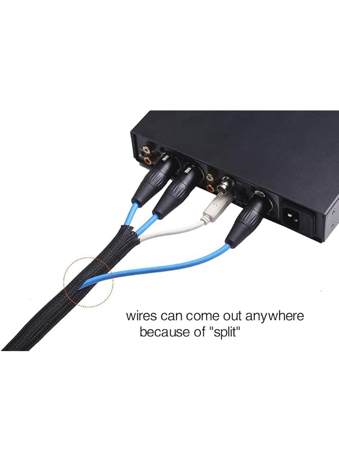 promass Braided Cable Sleeve (16.4ft - 1 inch)[5 meter - 25mm] Cord Protector Wire Loom Tubing Cable Sleeve Split Sleeving for USB Audio Video Power Cord – Protect Animals from Chewing Cords- Black - Image 4