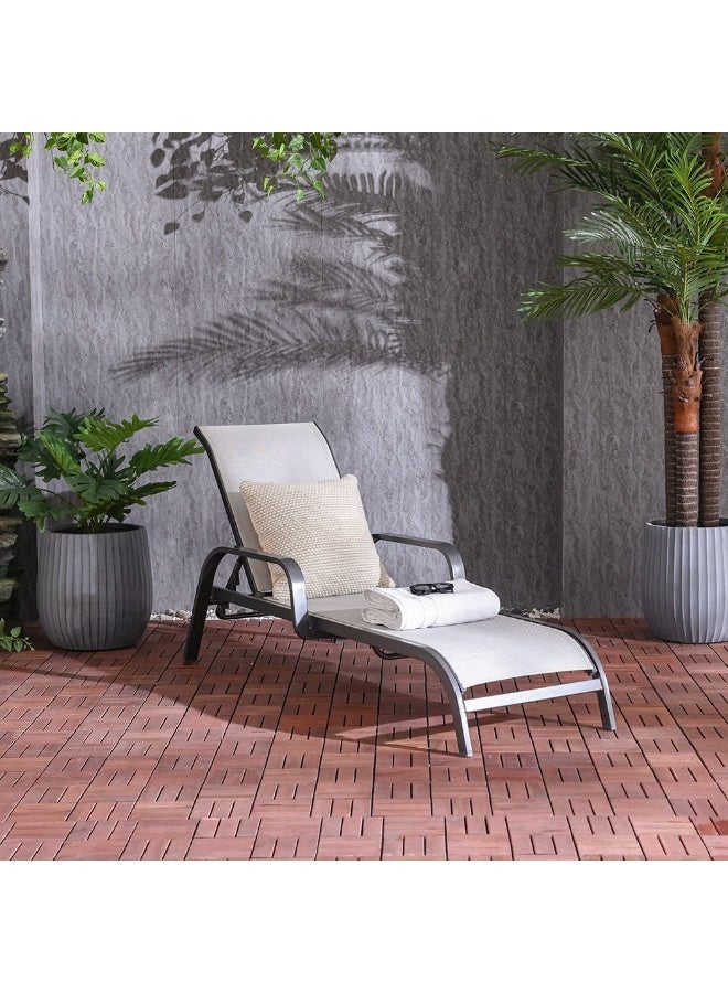 DANUBE HOME Evita Sun Lounger| All Weather Patio Sunloungers | Single Relaxing Chair |  Modern Design Outdoor Furniture For Gardens Lawns Poolsides L164.5xW68xH92cm - Light Grey - Image 2