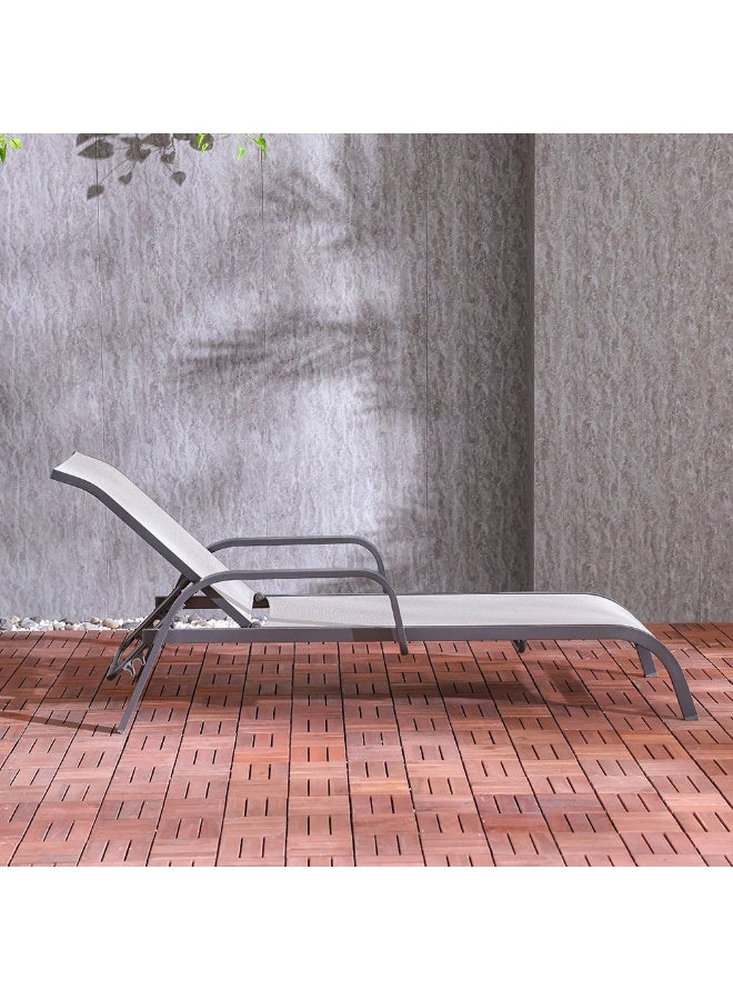 DANUBE HOME Evita Sun Lounger| All Weather Patio Sunloungers | Single Relaxing Chair |  Modern Design Outdoor Furniture For Gardens Lawns Poolsides L164.5xW68xH92cm - Light Grey - Image 3