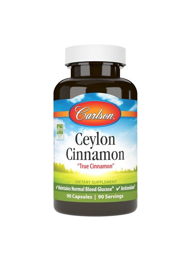 Carlson - Ceylon Cinnamon, Cinnamon Supplements, 500 mg, Cinnamon Extract Pills, Ceylon Cinnamon Capsules, 90 Capsules. - Image 1
