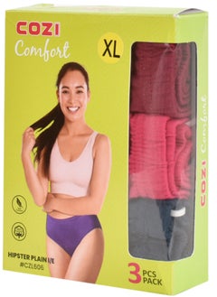 COZI Women 3 Pack Plain Hipster Panties 