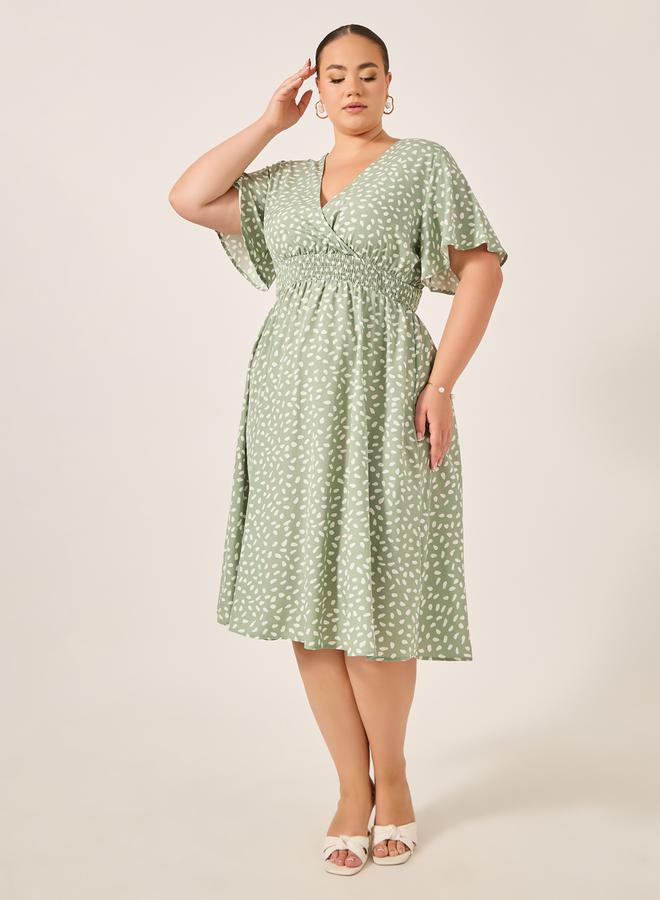 ستايلي فستان ميدي بياقة سموكد - Image 2