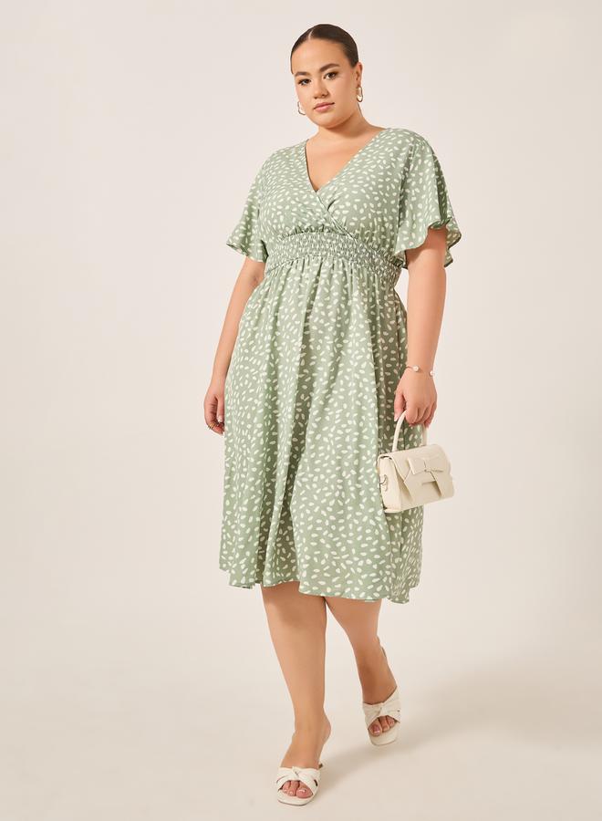 ستايلي فستان ميدي بياقة سموكد - Image 1