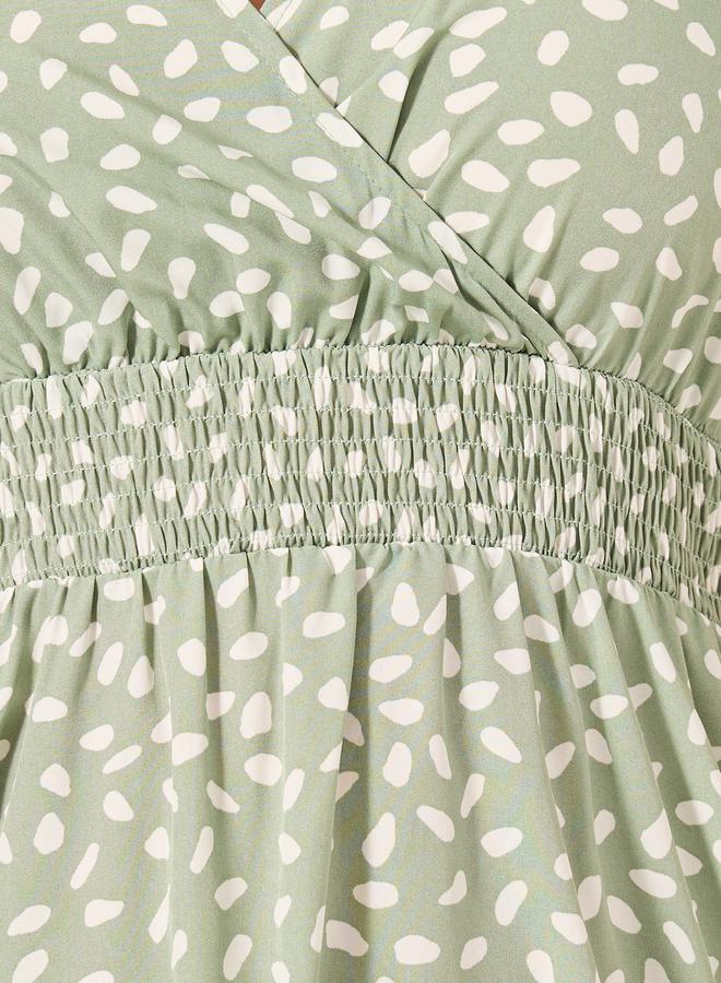 ستايلي فستان ميدي بياقة سموكد - Image 4