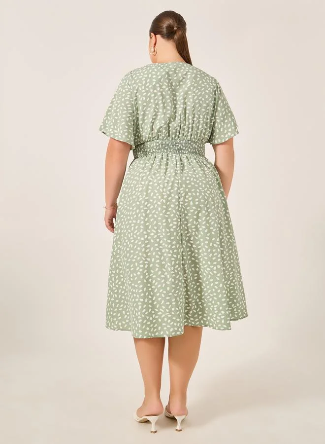 Styli Smocked Bodice Midi Dress