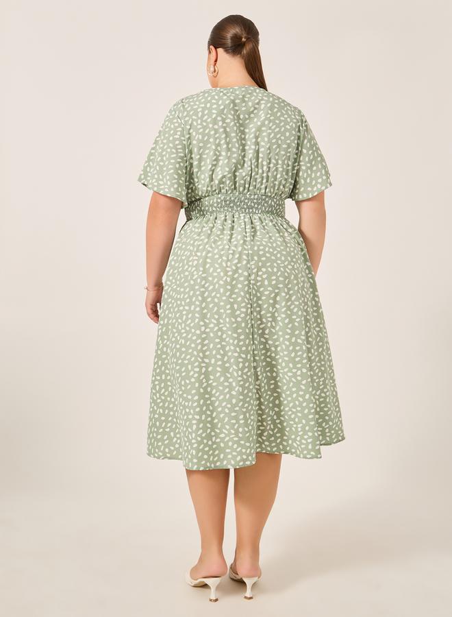 ستايلي فستان ميدي بياقة سموكد - Image 5