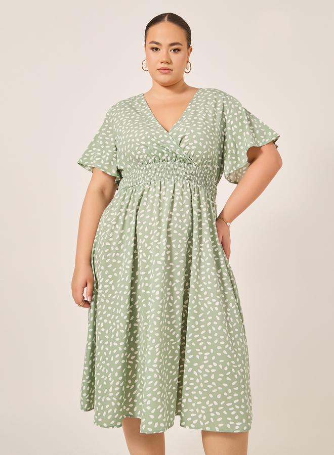 ستايلي فستان ميدي بياقة سموكد - Image 3