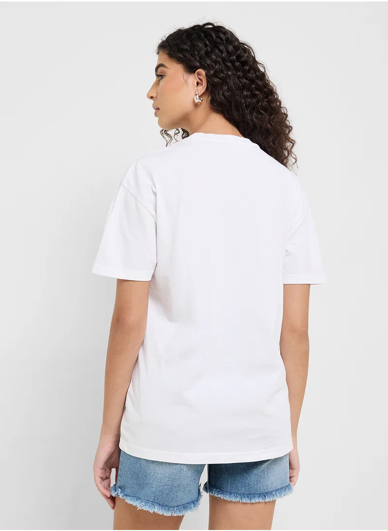 جينجر Crew Neck Abstract Graphic T-Shirt