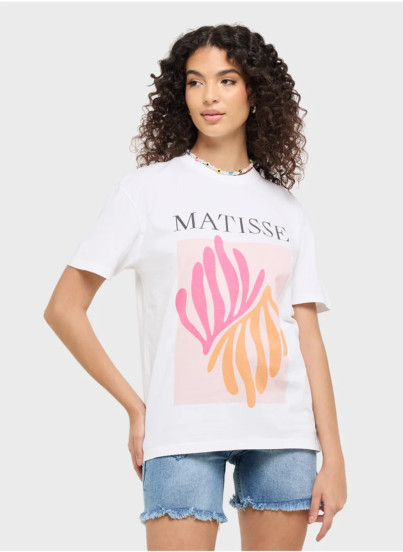 جينجر Crew Neck Abstract Graphic T-Shirt