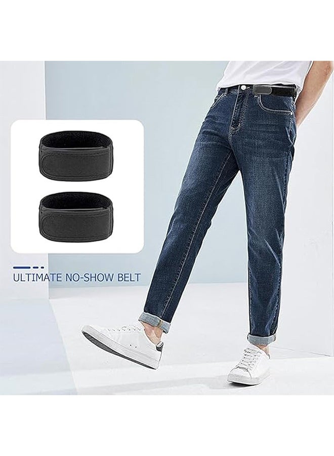 2 Pcs No Buckle Belt,Lazy Adjustable Belt,Adjustable Invisible Side Belts,No Buckle Belts For Men For Walking,Work,Home,Traveling,Jeans Pants,Convenience Belts(Black) - Image 4