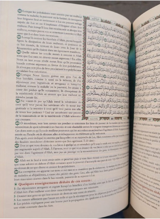 The Holy Quran, abridged in interpretation, with its meanings translated into French, size 20*14 cm