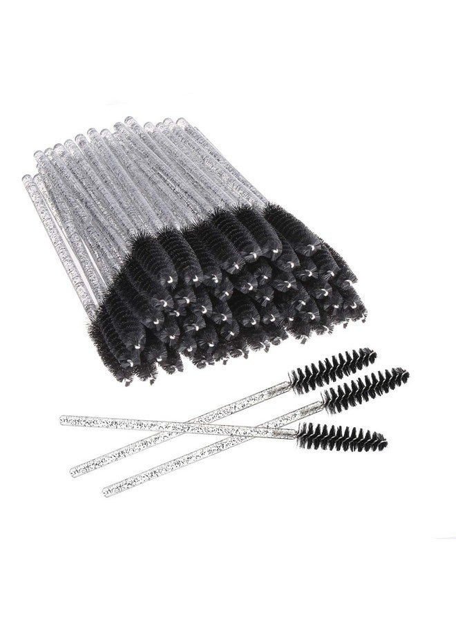 Elisel 100 Pcs Disposable Mascara Brushes Crystal Eyelash Brushes Mascara Wands Applicator Eyelash Extensions Makeup Tools Eyebrow Brush (Black) - Image 1