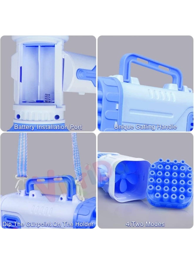 DAT Electric 32-Hole Bubble Gun Machine for Kids – Rocket-Style Bubble Blower Toy with High Output – Battery Operated Bubble Maker with Tray – Ideal for Outdoor Play, Parties & Gifts - Image 4